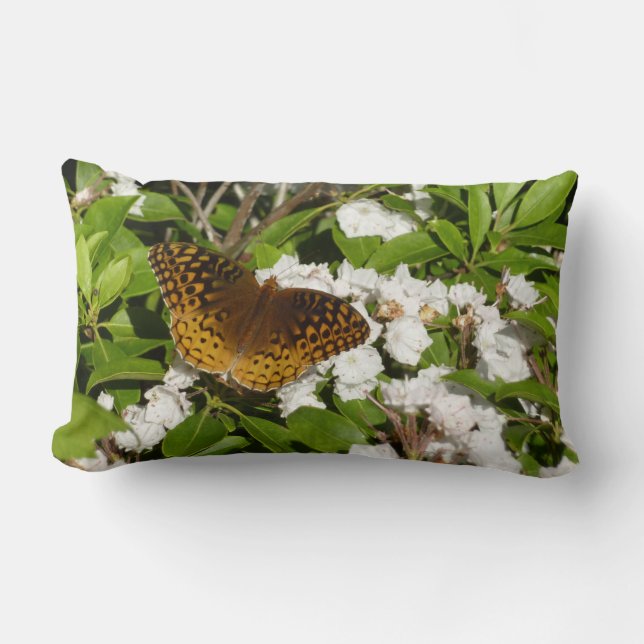 Coussin Rectangle Grand Fritillaire Éclatant sur Kalmia à Feuilles d (Recto)