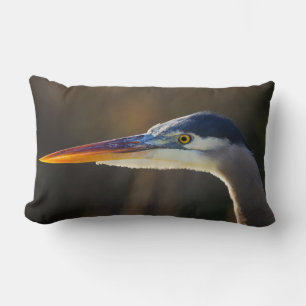 Coussin Rectangle Grand Héron bleu, portrait rapproché