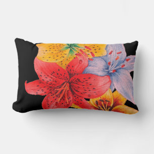 Coussin Rectangle grand lily design coloré fleur contemporaine