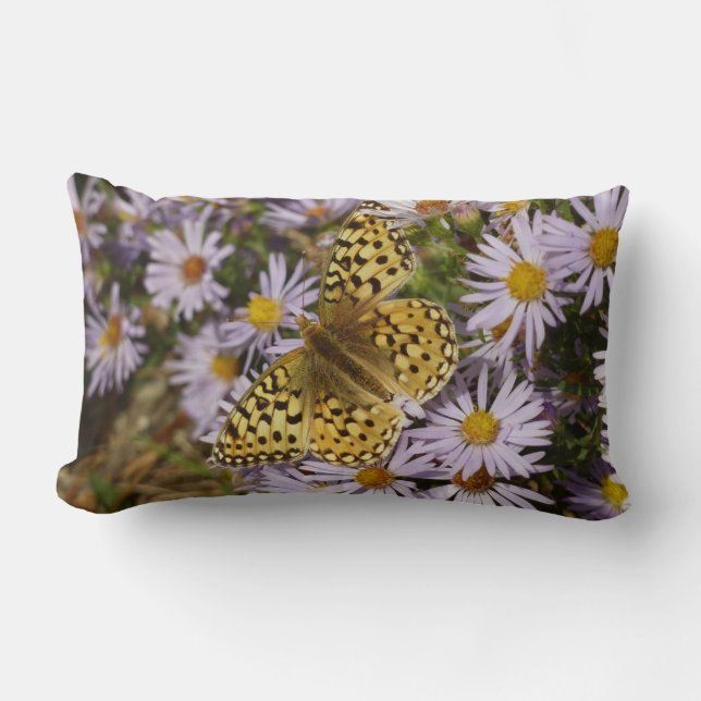 Coussin Rectangle Grand Nacré sur des Fleurs d'Aster au Grand Teton (Recto)