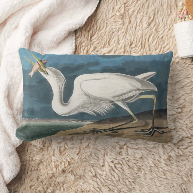 Coussin Rectangle Grande Aigrette d'Audubon : Oiseau côtier vintage (Couverture)