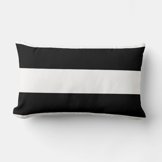 Coussin Rectangle Grande bande noire et blanche moderne (Recto)