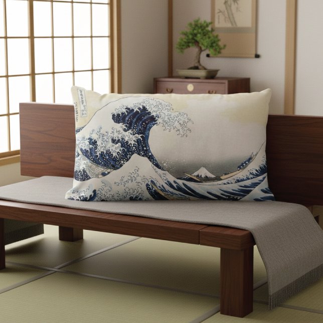 Coussin Rectangle Grande vague au large de Kanagawa Hokusai (Créateur téléchargé)