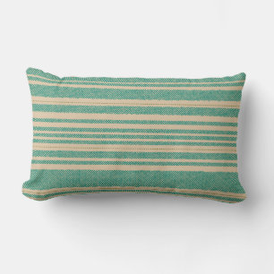 Coussin Rectangle Grandes mailles rétro en turquoise et en olive sur