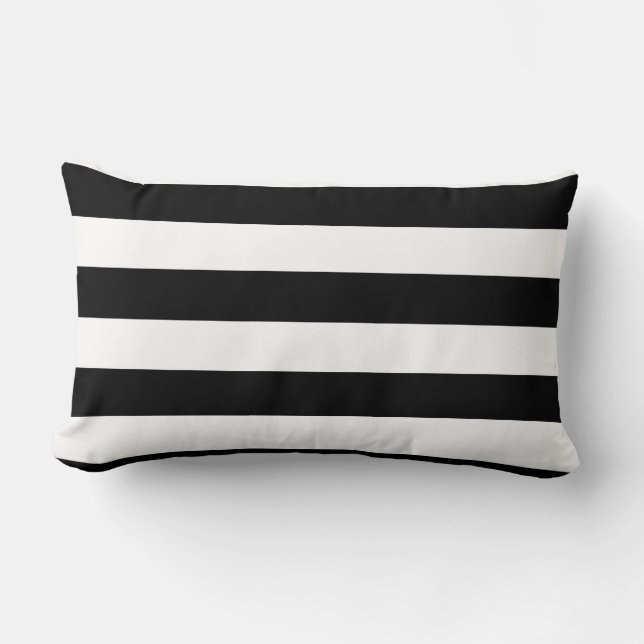 Coussin Rectangle Grandes rayures noires et blanches réversibles (Recto)