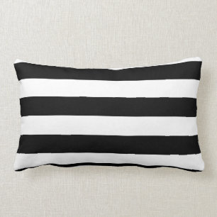 Coussin Rectangle Grandes rayures noires et blanches réversibles