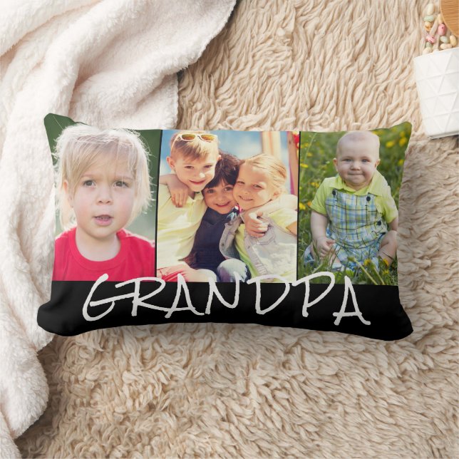 Coussin Rectangle Grandpa 3 Photo Collage (Couverture)