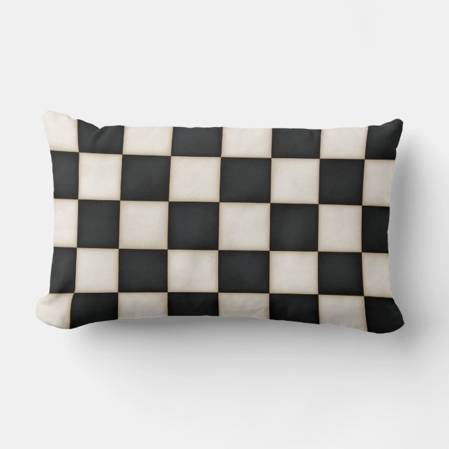Coussin Rectangle Grands chèques noirs et blancs anciens (Recto)