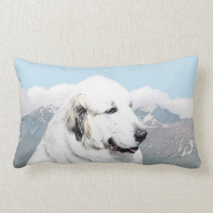 Coussin Rectangle Grands Pyrénées peignant - art original de chien