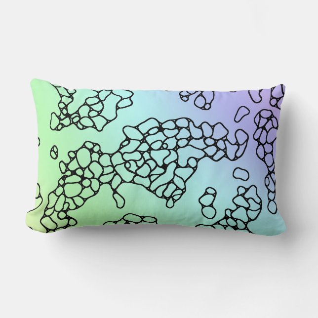 Coussin Rectangle Graphique cool sur bleu violet vert jaune (Recto)