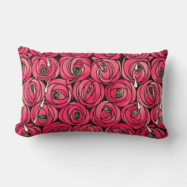 Coussin Rectangle Graphique rose Art Nouveau Rennie Macintosh (Recto)