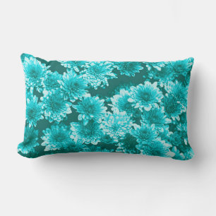 Coussin Rectangle Graphisme moderne Dahlia Motif, Turquoise et Aqua