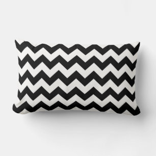 Coussin Rectangle Gras noir et blanc Chevron Zig Zag Motif