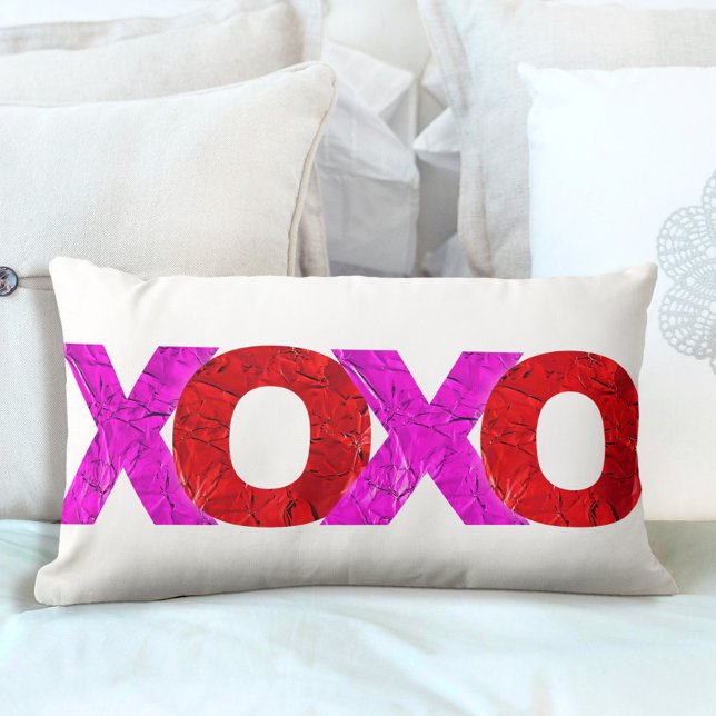Coussin Rectangle Gras XOXO Aimer Rose Rouge Foil Valentines Jour Si (Créateur téléchargé)