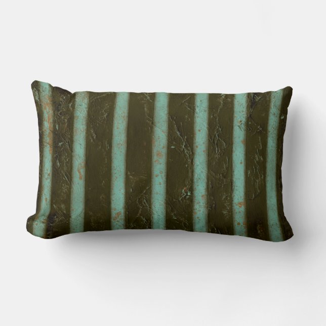 Coussin Rectangle Grate d'air turquoise contemporaine (Recto)