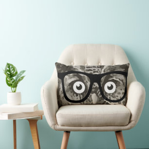 Coussin Rectangle Gray Genre Neutre Nerdy Baby's Room Cute Owl