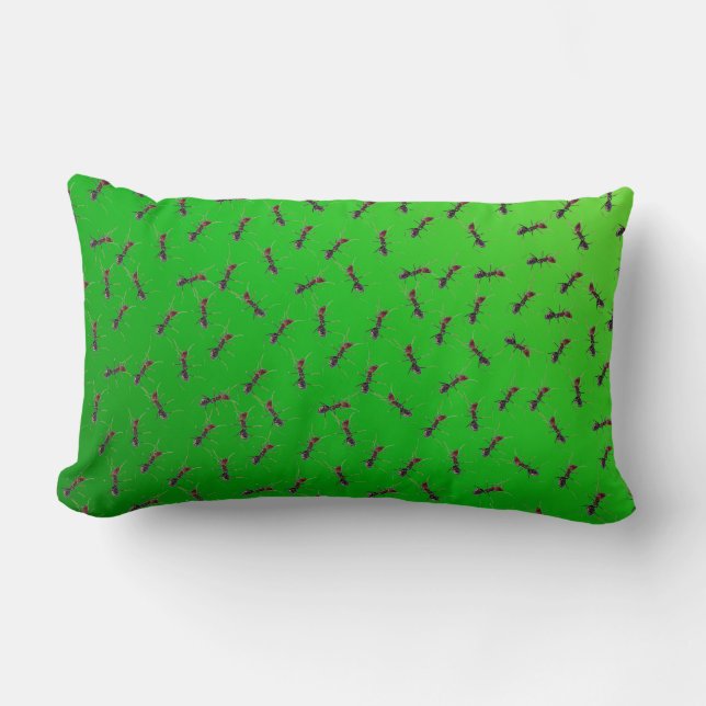 Coussin Rectangle Green Bull Ants Swarming, (Recto)