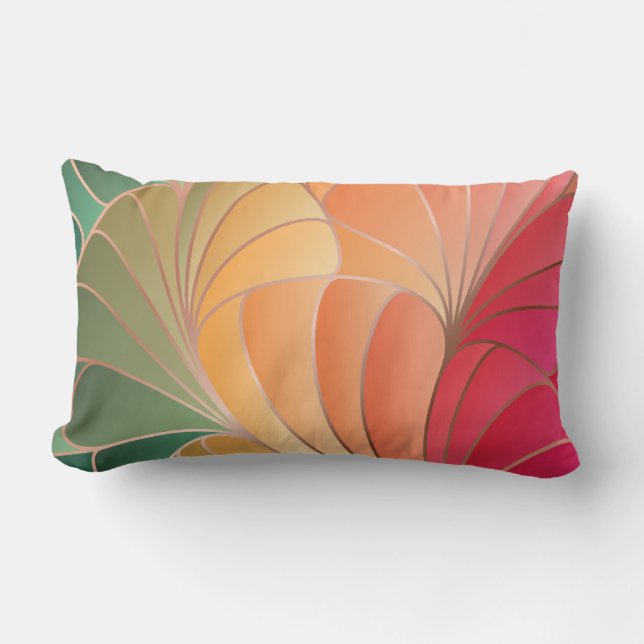Coussin Rectangle Green, Peach, Apricot, Watermelon Nouveau Art Nouv (Recto)