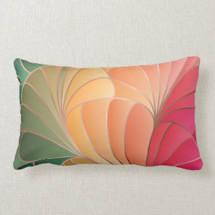 Coussin Rectangle Green, Peach, Apricot, Watermelon Nouveau Art Nouv