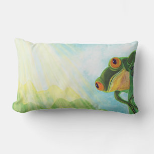 Coussin Rectangle Grenouille verte attrapant les rayons du soleil