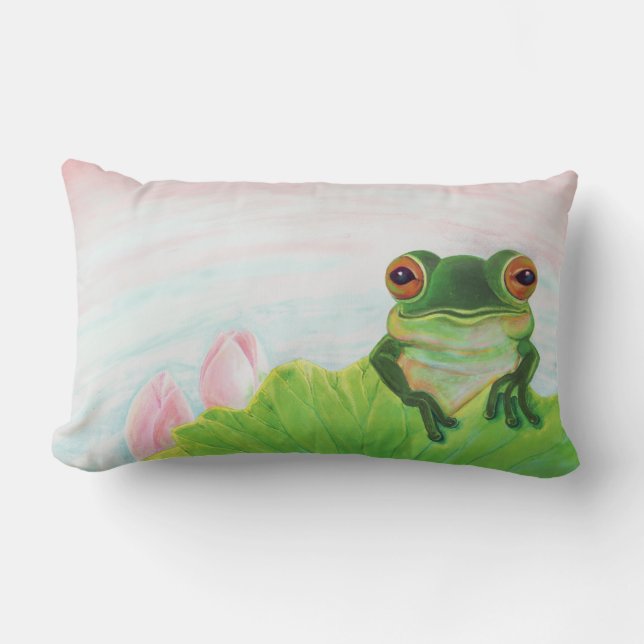 Coussin Rectangle Grenouille verte Se détendre dans l'étang Lumbar C (Recto)