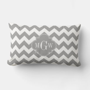 Coussin Rectangle Grey What Chevron Dk Gris Quatrefoil 3 Monogramme
