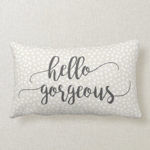 Coussin Rectangle Grey Whimsical Confetti Bonjour Magnifique Typogra