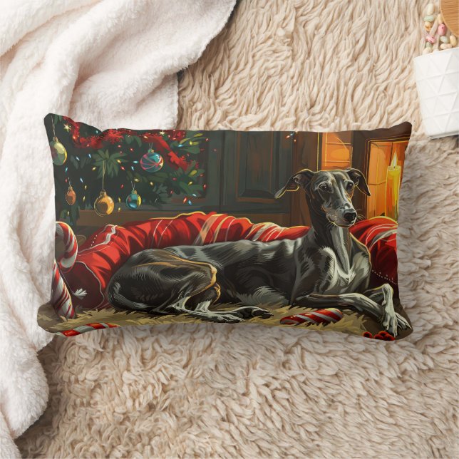 Coussin Rectangle Greyhound Chig Festive de Noël (Couverture)