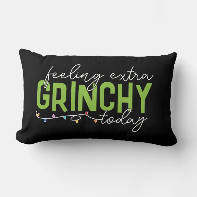 Coussin Rectangle Grinch | Me sentant particulièrement grincheux auj (Recto)