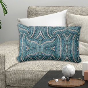 Coussin Rectangle gris argenté turquoise turquoise bleu bohème