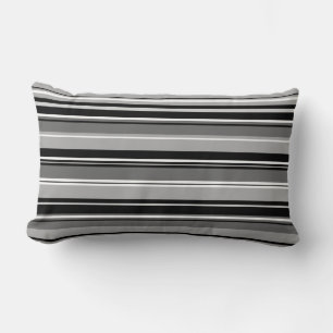 Coussin Rectangle Gris blancs noirs Motif à rayures mixtes