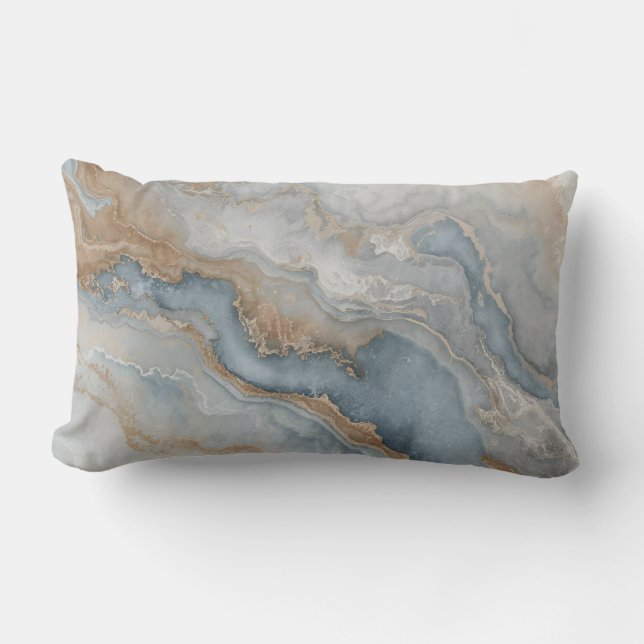 Coussin Rectangle Gris Bleu Poussiéreux Brun Beige Abstrait (Recto)