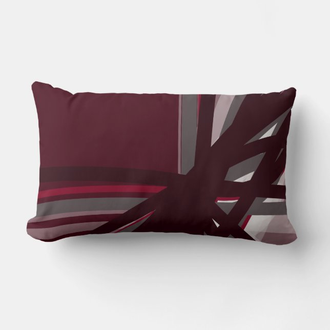 Coussin Rectangle Gris bordeaux & blanc Artiste Abstrait linéaire (Recto)