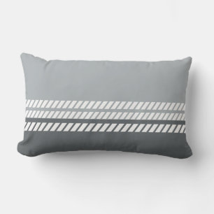 Coussin Rectangle Gris colombe classique & Gris foncé avec rayures