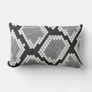Coussin Rectangle Gris de serpent, blanc et noir