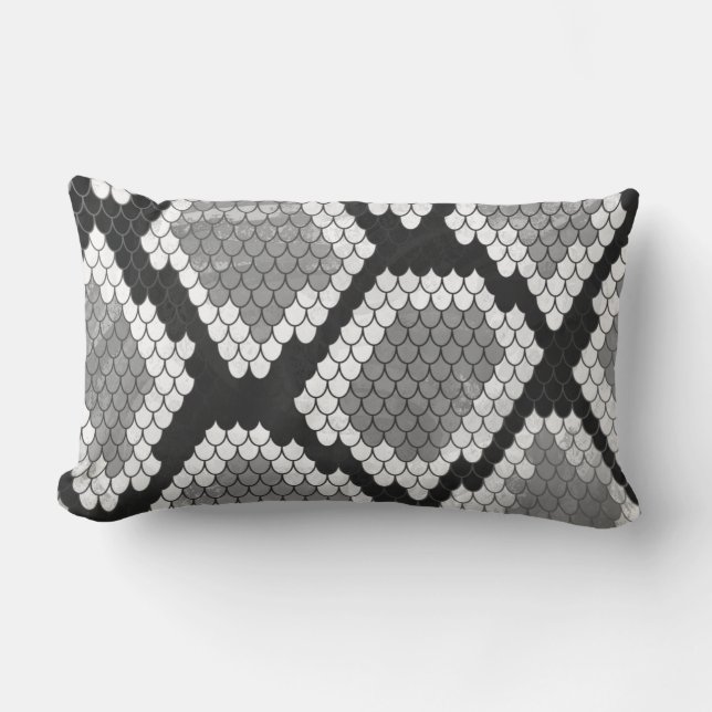 Coussin Rectangle Gris de serpent, blanc et noir (Recto)