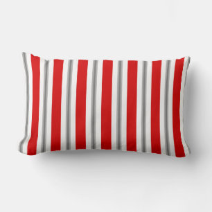 Coussin Rectangle Gris d'été, rouge profond, blanc et gris