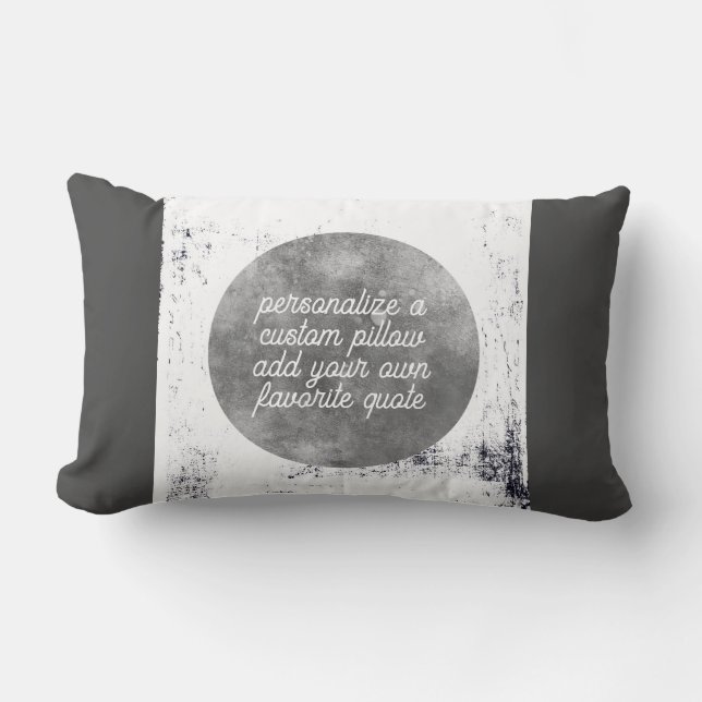 Coussin Rectangle gris et blanc ajouter votre propre citation désesp (Recto)