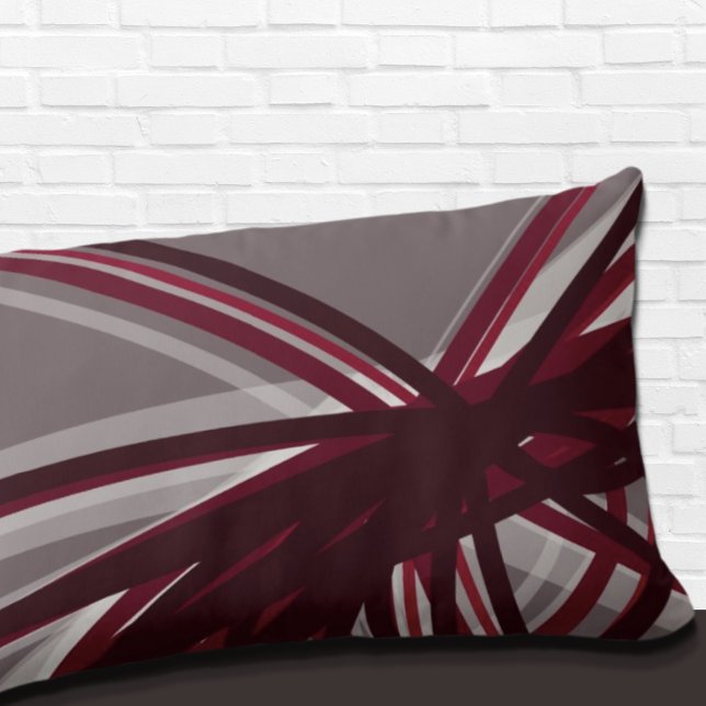 Coussin Rectangle Gris et Bourgogne Artistique Abstrait Design de ru (Créateur téléchargé)