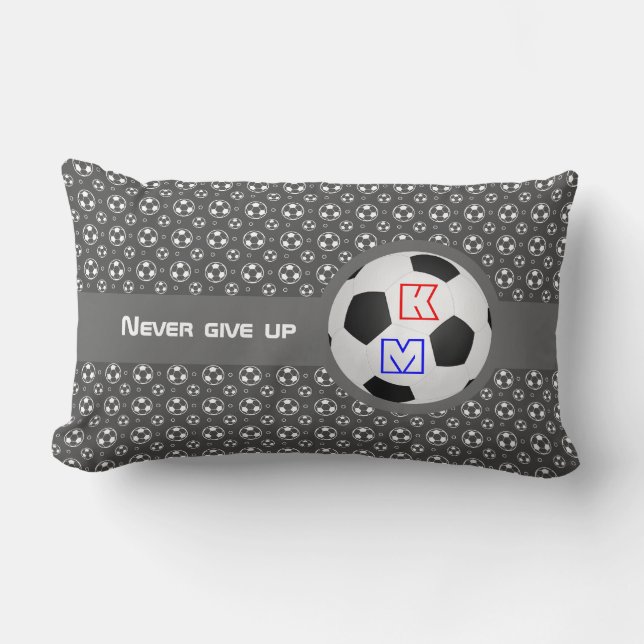 Coussin Rectangle Gris-foncé modelé par ballon de football du (Recto)