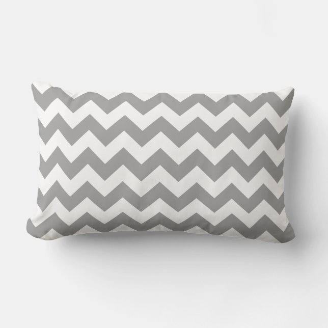 Coussin Rectangle Gris foncé motif chevron zig-zag blanc (Recto)
