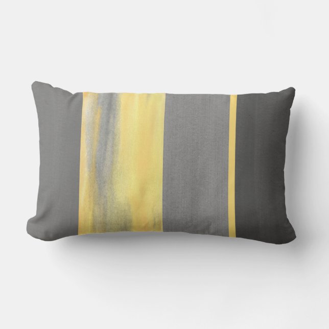 Coussin Rectangle Gris jaune Abstrait rayures (Recto)