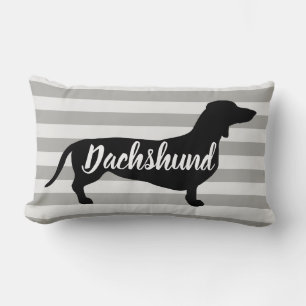 Coussin Rectangle Gris moderne Gris Gris Dachshund Chien