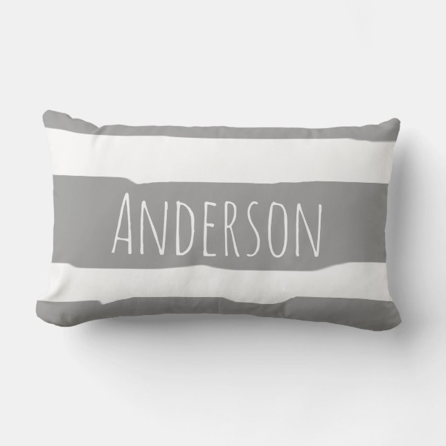 Coussin Rectangle Gris muet rayures style scandinave (Recto)