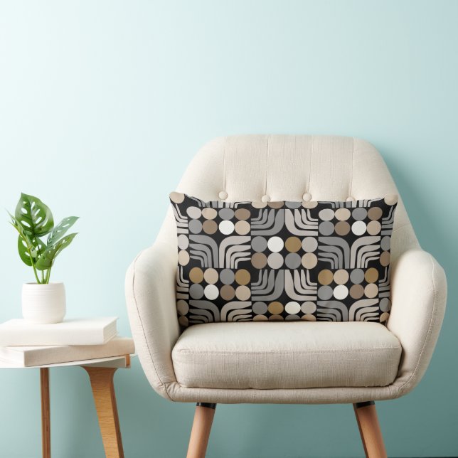 Coussin Rectangle Gris Noir Bohème (Chaise)