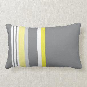Coussin Rectangle Gris (rayure jaune)