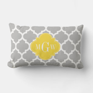 Coussin Rectangle Gris Whats Marocain #5 Ananas 3 Monogramme initial