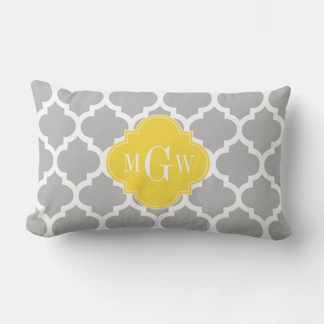 Coussin Rectangle Gris Whats Marocain #5 Ananas 3 Monogramme initial (Recto)