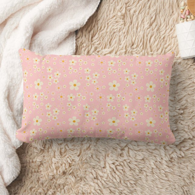 Coussin Rectangle Groovy Blush Boho Daisy Motif Jardin Patron Écharp (Couverture)