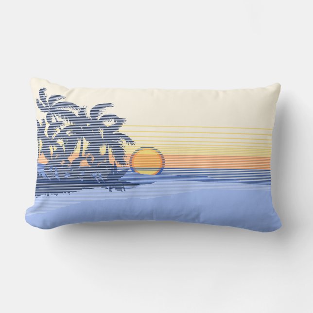 Coussin Rectangle Gros coucher de soleil Hawaïen réversible Lumbar C (Recto)